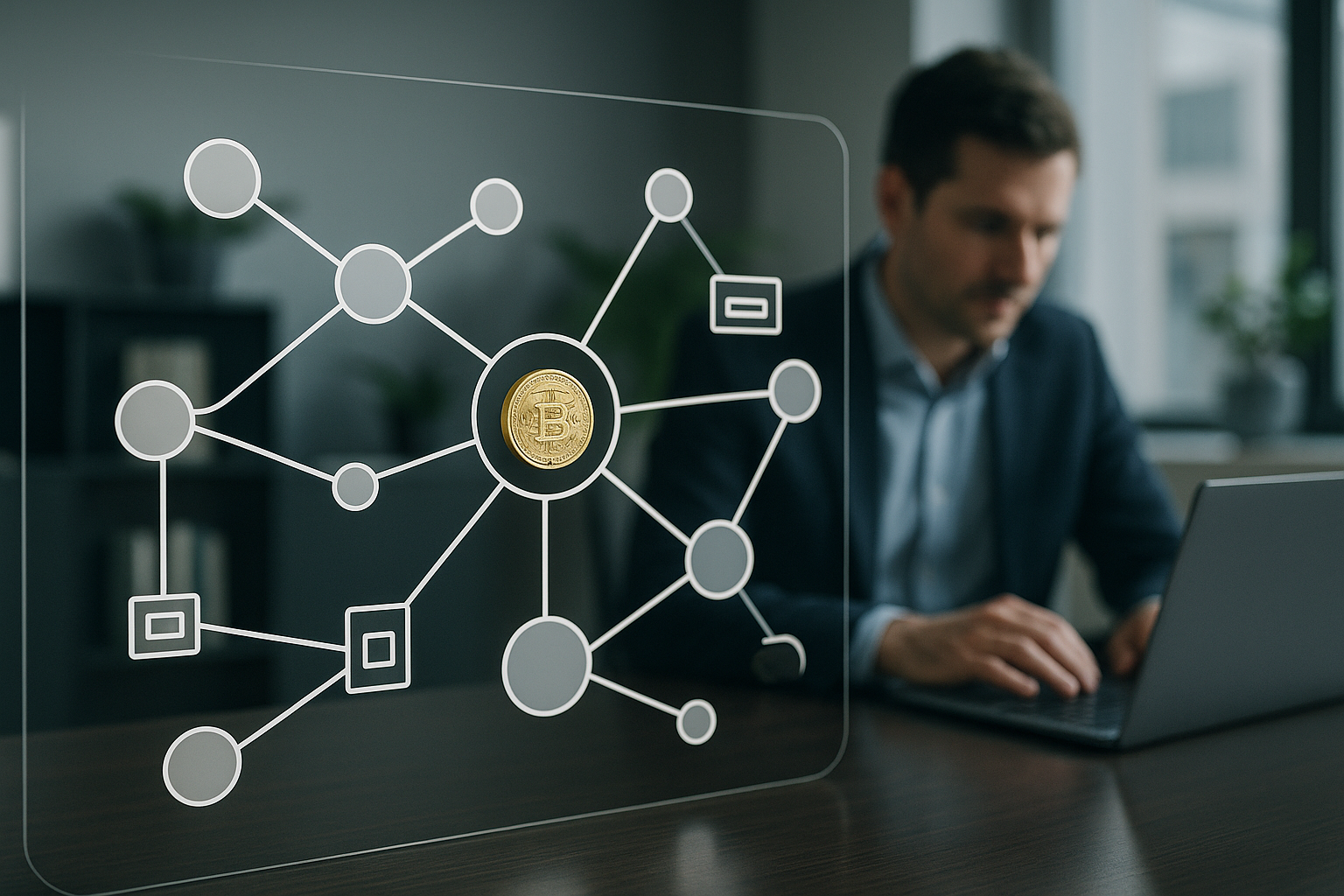 Schema concettuale di token economy con nodi e flussi di valore in un ecosistema digitale