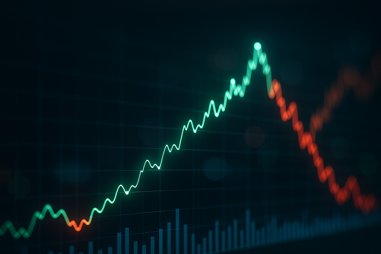 Grafico astratto che rappresenta la volatilità dei prezzi nel mercato crypto