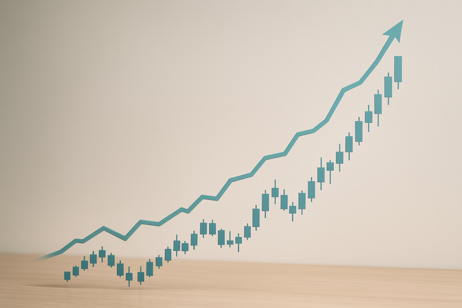 Grafico stilizzato che rappresenta una ripresa graduale del mercato digitale dopo una correzione