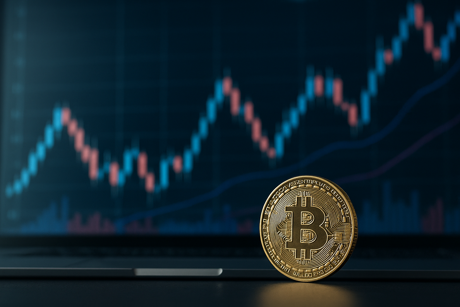 Indicatori dei mercati derivati su Bitcoin con grafici stilizzati