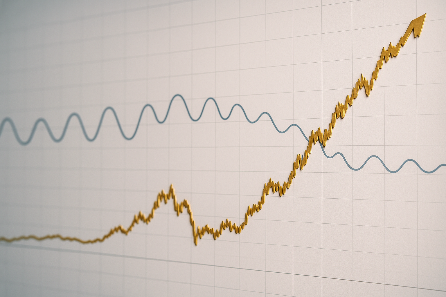 Rappresentazione astratta della volatilità di Bitcoin tra breve e lungo periodo
