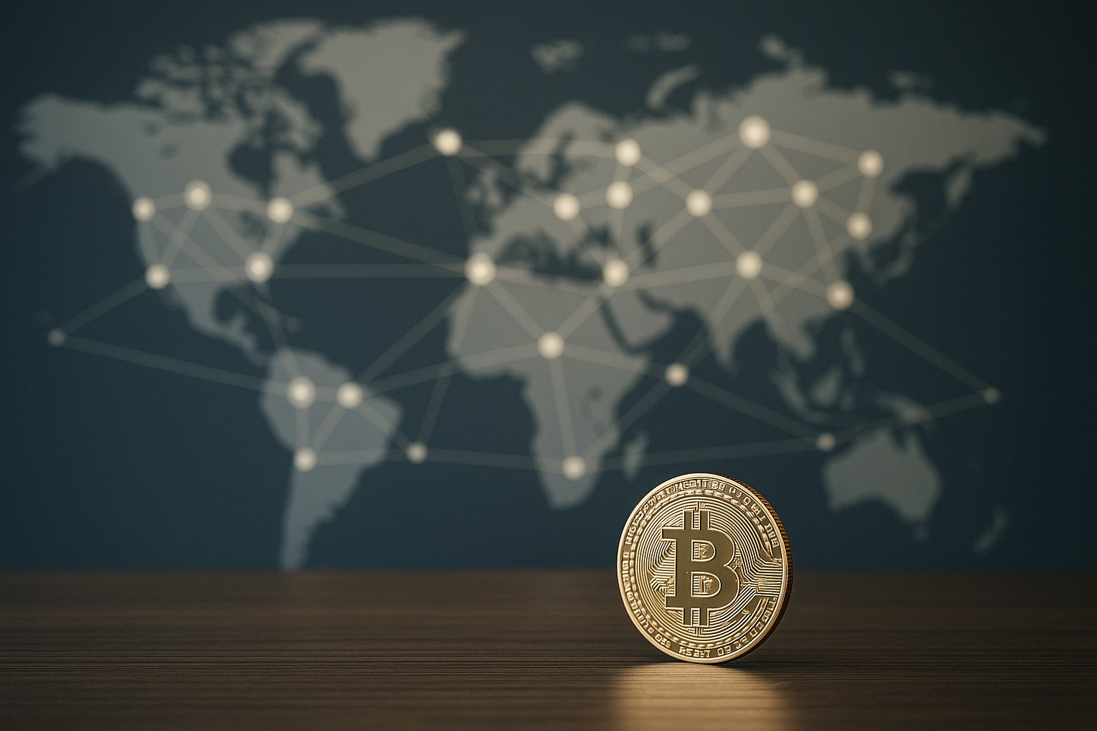 Rete globale decentralizzata che simboleggia l’adozione di Bitcoin nel mondo