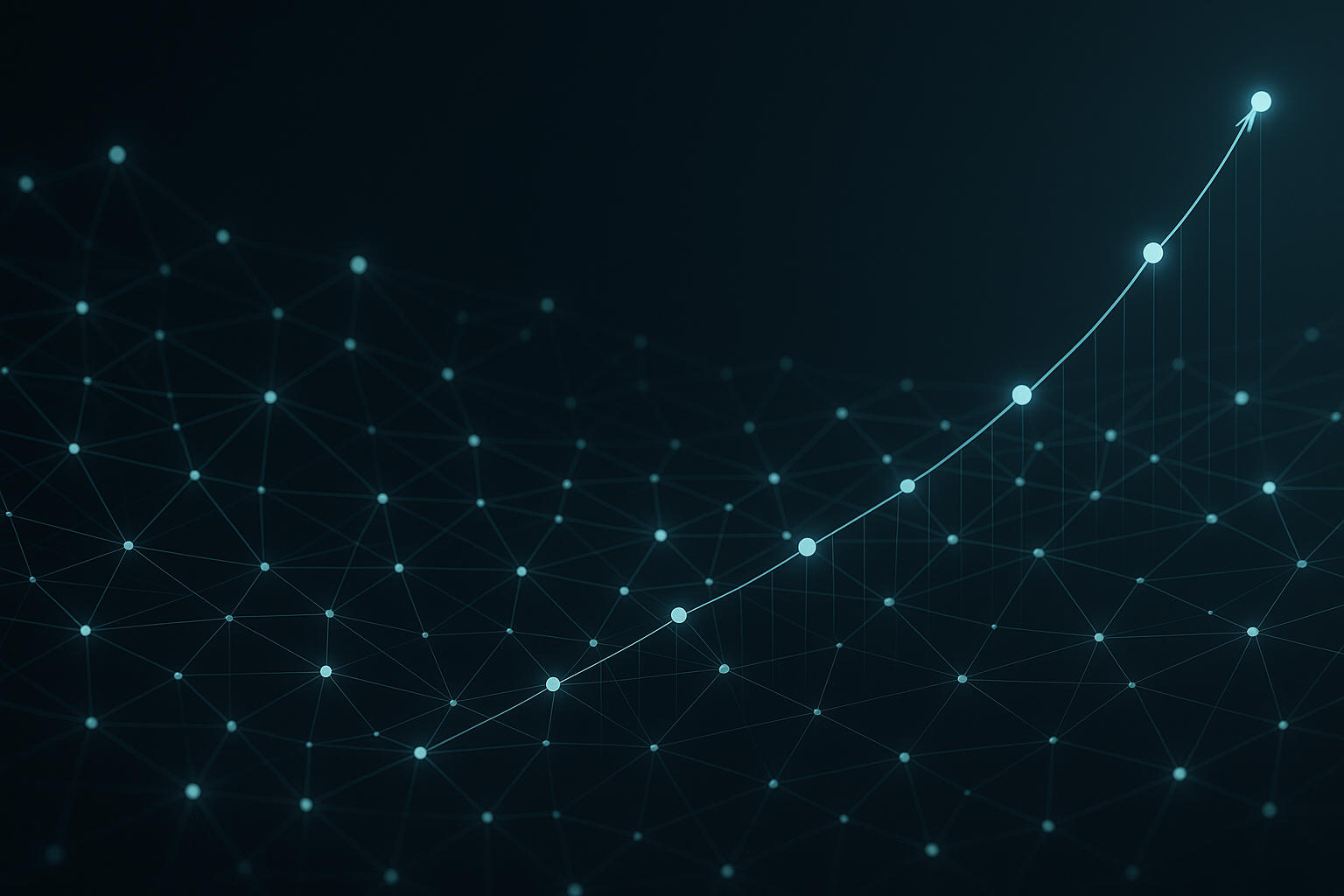Rete blockchain con flussi di transazioni on-chain in aumento rappresentati da linee e nodi