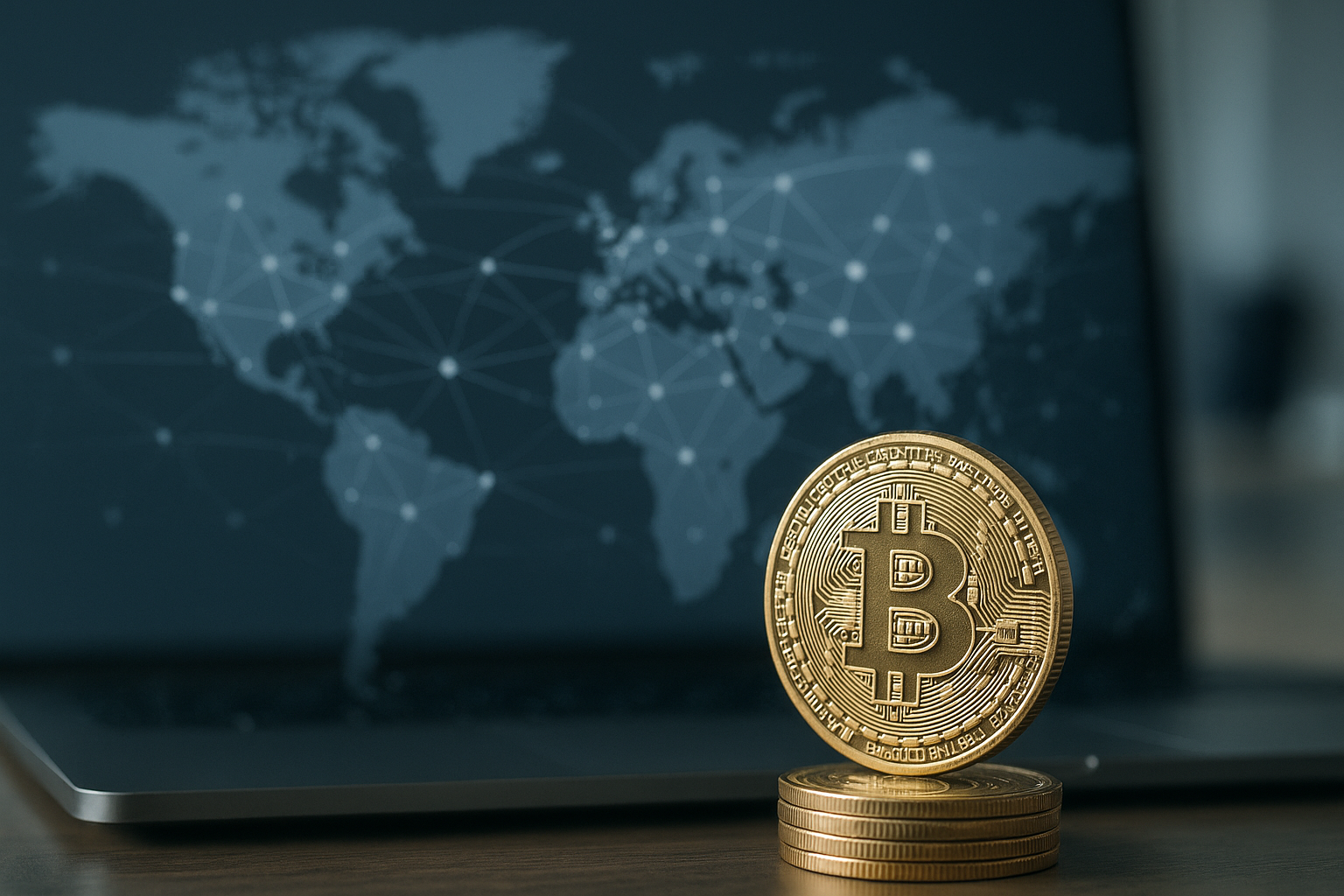 Rappresentazione astratta della crescita della domanda internazionale di Bitcoin nei mercati globali