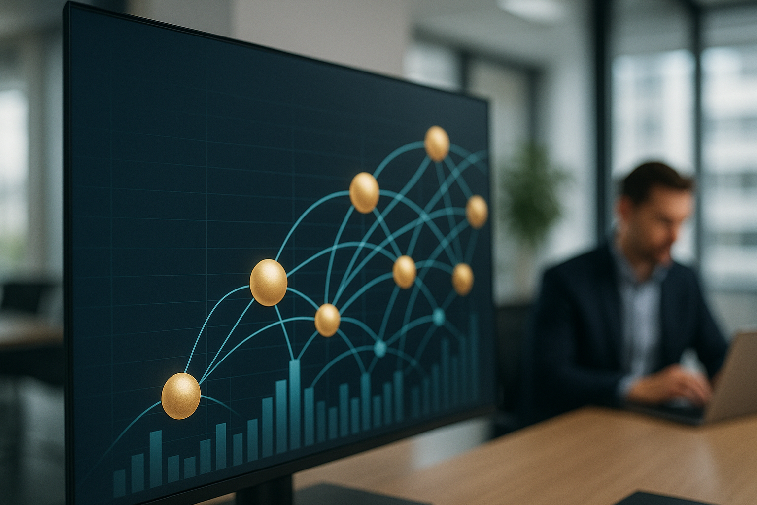 Flussi di capitale verso nodi di una rete blockchain che rappresentano token innovativi