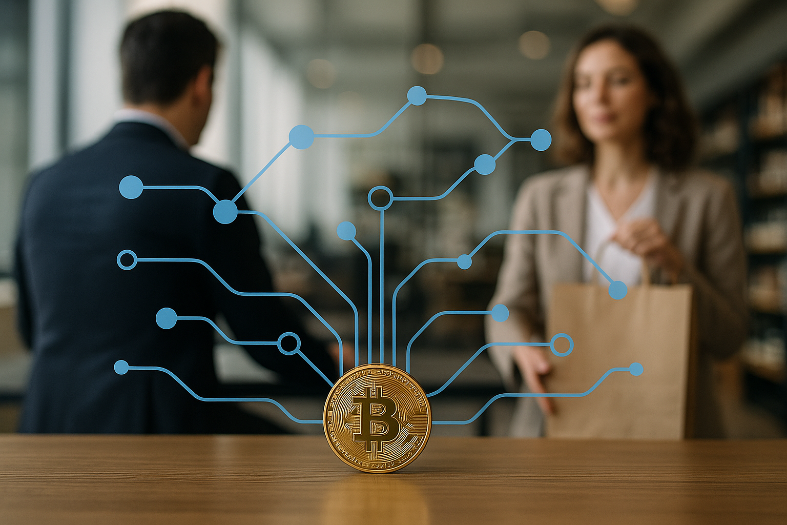 Rappresentazione concettuale dell’integrazione tra crypto e processi dell’economia reale