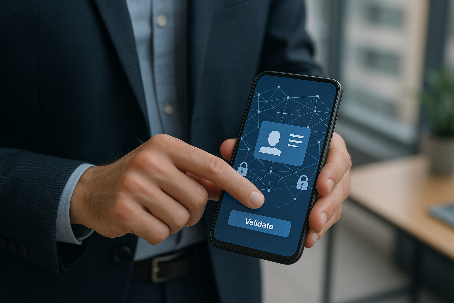 Rappresentazione concettuale di identità digitale decentralizzata con credenziali verificabili e rete blockchain