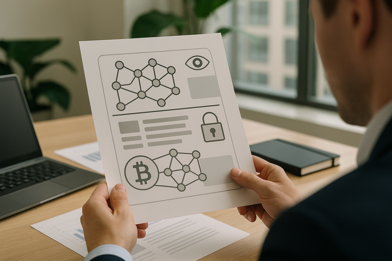 Schema concettuale del bilanciamento tra trasparenza della blockchain e riservatezza dei dati nelle criptovalute